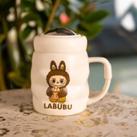 Чашка порцелянова з кришкою Labubu 400 (мл) подарункова кружка прикольна чашка для дітей на подарунок Білий з жовтим FM-54D (79273)