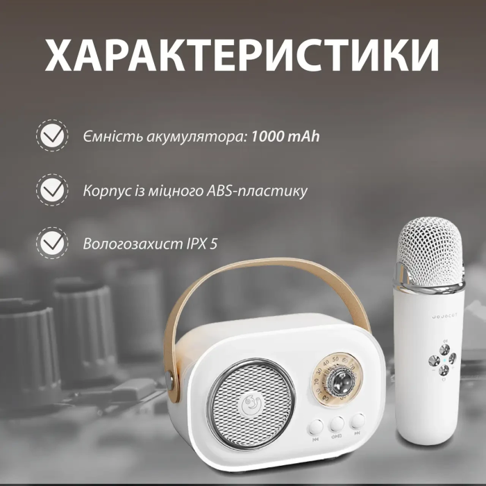 Колонка портативна з мікрофоном C-20 BT/TF/USB/FM 5 Вт Білий C20W (72285)