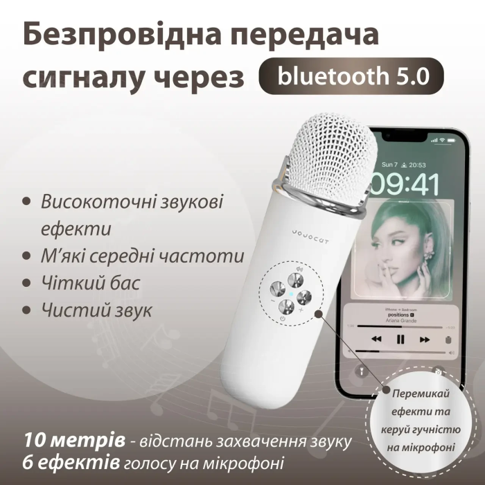 Колонка портативна з мікрофоном C-20 BT/TF/USB/FM 5 Вт Білий C20W (72285)