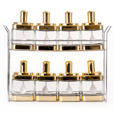 Набір ємностей для спецій на підставці 8 шт. (350 мл) Gold HP-1338 (33541)