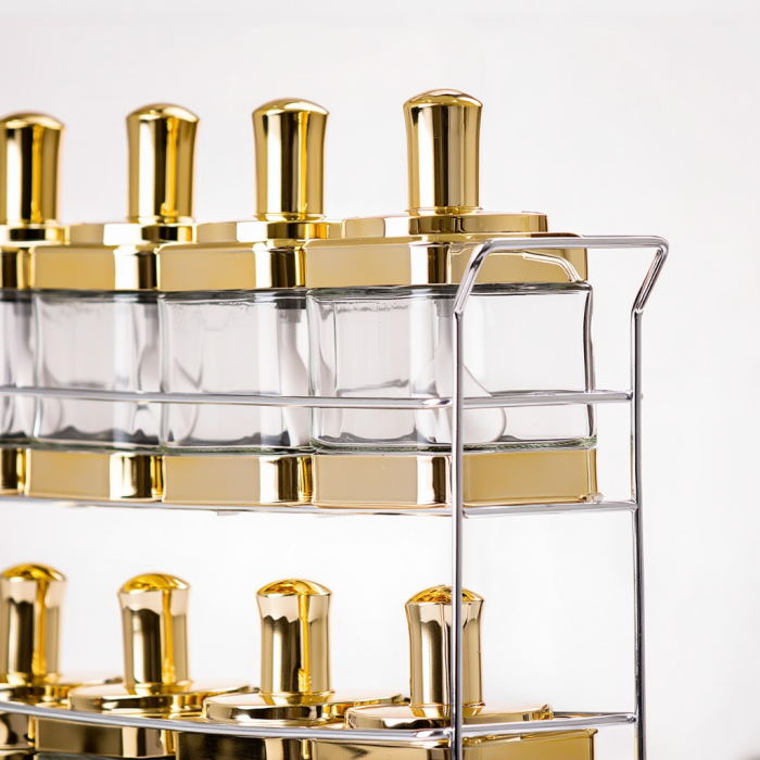 Набір ємностей для спецій на підставці 8 шт. (350 мл) Gold HP-1338 (33541)