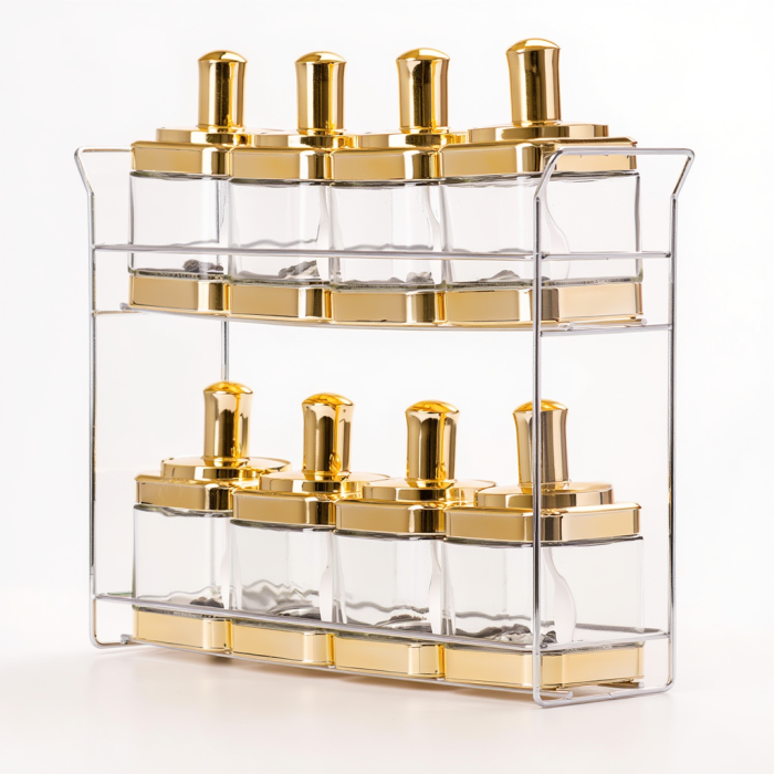 Набір ємностей для спецій на підставці 8 шт. (350 мл) Gold HP-1338 (33541)