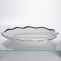 Порцелянова менажниця «Листок» з чорним обідком 2 секції 35,5 см ML6046 (11627)