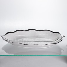 Порцелянова менажниця «Листок» з чорним обідком 2 секції 35,5 см ML6046 (11627)