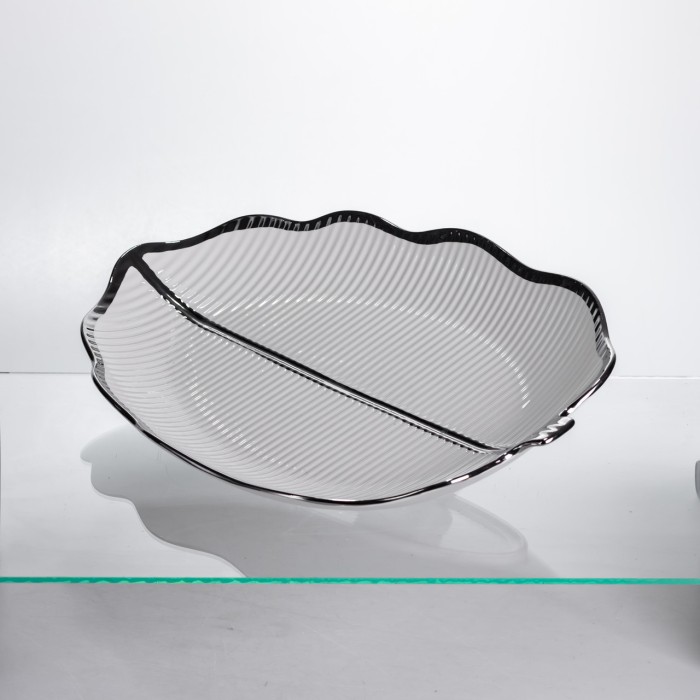 Порцелянова менажниця «Листок» з чорним обідком 2 секції 35,5 см ML6046 (11627)