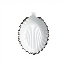 Декоративне блюдо Лист 31 см біле з чорним кантом 2553-1S (38190)