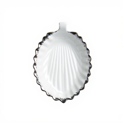 Декоративне блюдо Лист 31 см біле з чорним кантом 2553-1S (38190)