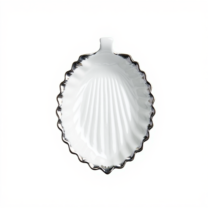 Декоративне блюдо Лист 31 см біле з чорним кантом 2553-1S (38190)