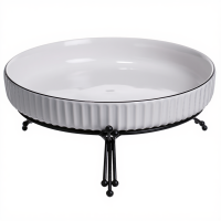 Фруктовниця порцелянова на металевій підставці 22.5 см Чорний LB-1571B (55511)