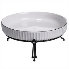 Фруктовниця порцелянова на металевій підставці 22.5 см Чорний LB-1571B (55511)