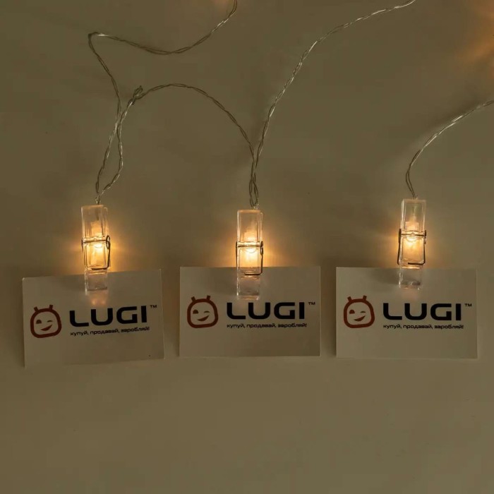 Гірлянда нитка із прищіпками 5.2 метра 20 LED світлодіодів A65 (11682)