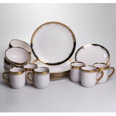 Столовий набір посуду тарілок і чашок 24 предмети на 6 персон «Смарагд» порцеляновий MD-16 (42693)