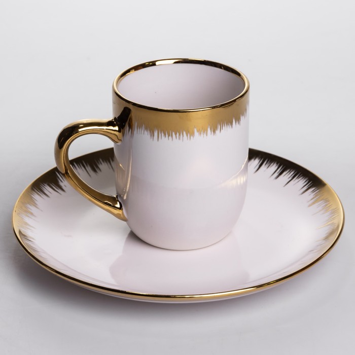 Столовий набір посуду тарілок і чашок 24 предмети на 6 персон «Смарагд» порцеляновий MD-16 (42693)