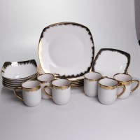 Столовий набір посуду тарілок і чашок 24 предмети на 6 персон «Геометрія» порцеляновий SD-24-1 (53605)