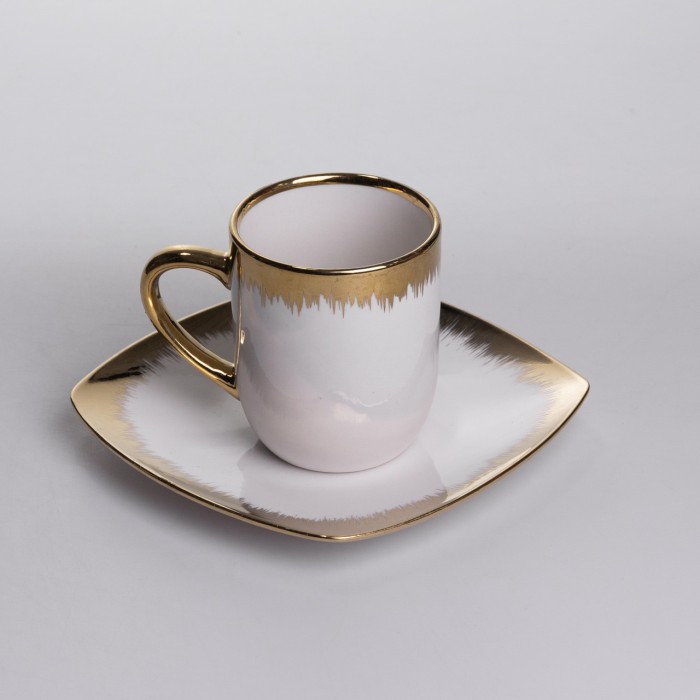 Столовий набір посуду тарілок і чашок 24 предмети на 6 персон «Геометрія» порцеляновий SD-24-1 (53605)