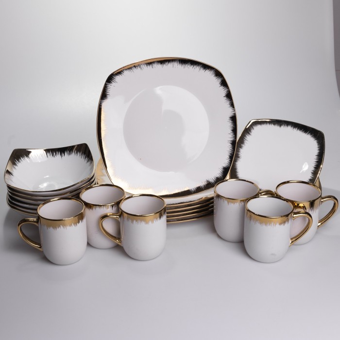 Столовий набір посуду тарілок і чашок 24 предмети на 6 персон «Геометрія» порцеляновий SD-24-1 (53605)