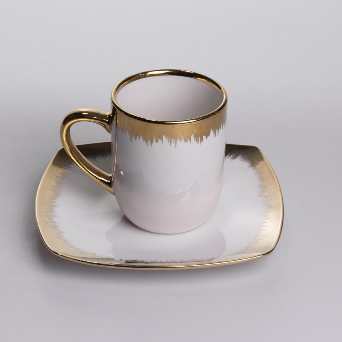 Столовий набір посуду тарілок і чашок 24 предмети на 6 персон «Геометрія» порцеляновий SD-24-1 (53605)