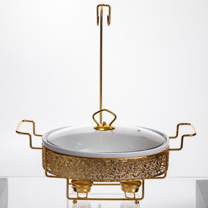 Марміт порцеляновий настільний овальний 2 л на підставці YL-75 (42258)