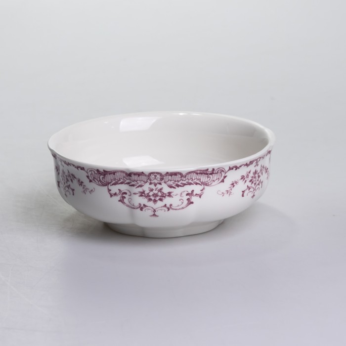 Столовий набір посуду тарілок і чашок 32 предмети на 6 персон «Бордовий Меандр» порцеляновий YY78-3A (10648)