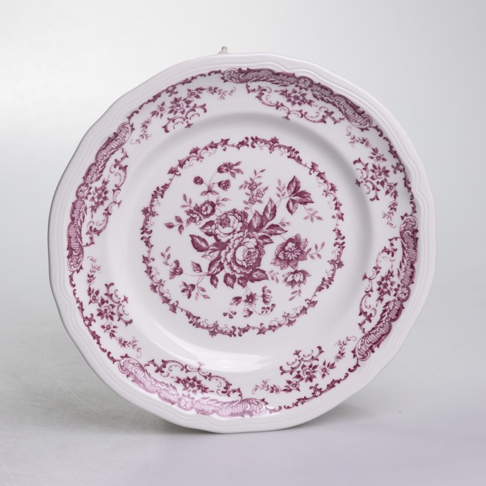 Столовий набір посуду тарілок і чашок 32 предмети на 6 персон «Бордовий Меандр» порцеляновий YY78-3A (10648)