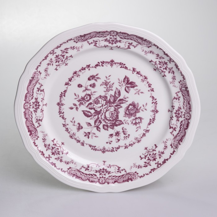 Столовий набір посуду тарілок і чашок 32 предмети на 6 персон «Бордовий Меандр» порцеляновий YY78-3A (10648)