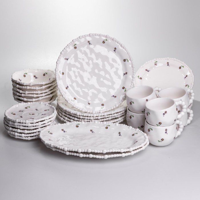 Столовий набір посуду тарілок і чашок 32 предмети на 6 персон Pearl порцеляновий YY78-4A (33676)