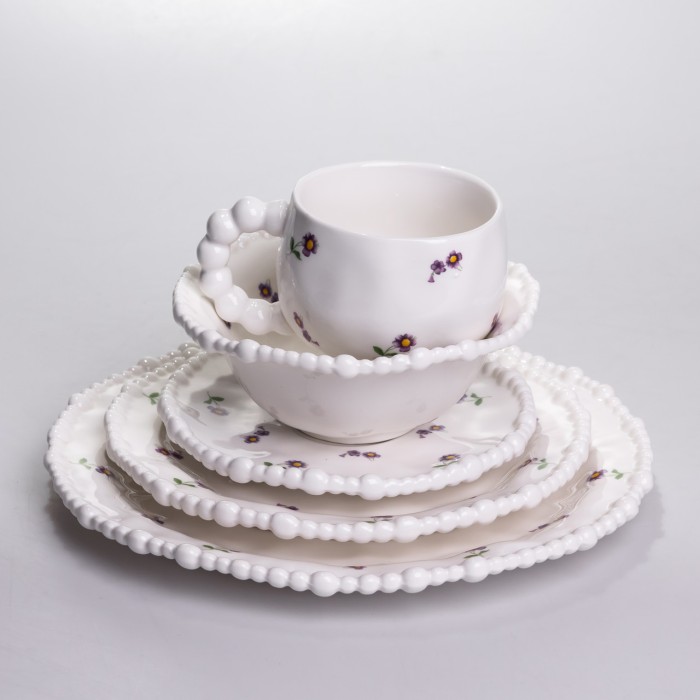 Столовий набір посуду тарілок і чашок 32 предмети на 6 персон Pearl порцеляновий YY78-4A (33676)