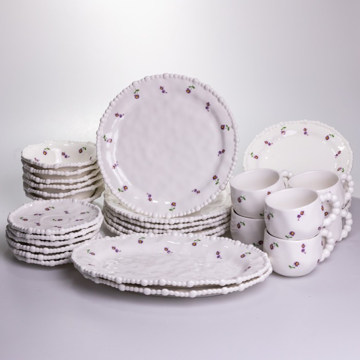 Столовий набір посуду тарілок і чашок 32 предмети на 6 персон Pearl порцеляновий YY78-4A (33676)