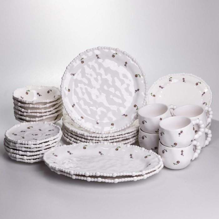 Столовий набір посуду тарілок і чашок 32 предмети на 6 персон Pearl порцеляновий YY78-4A (33676)