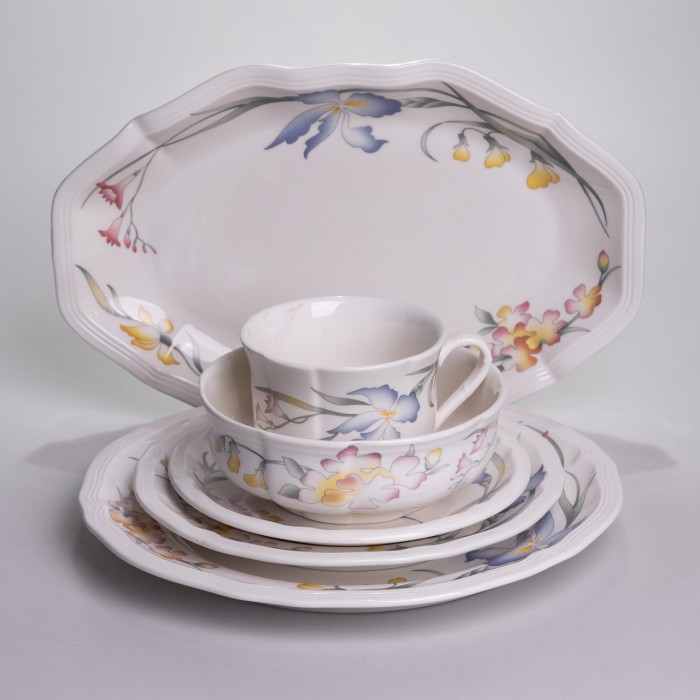 Столовий набір посуду тарілок і чашок 32 предмети на 6 персон Villeroy порцеляновий YY78-8A (32047)