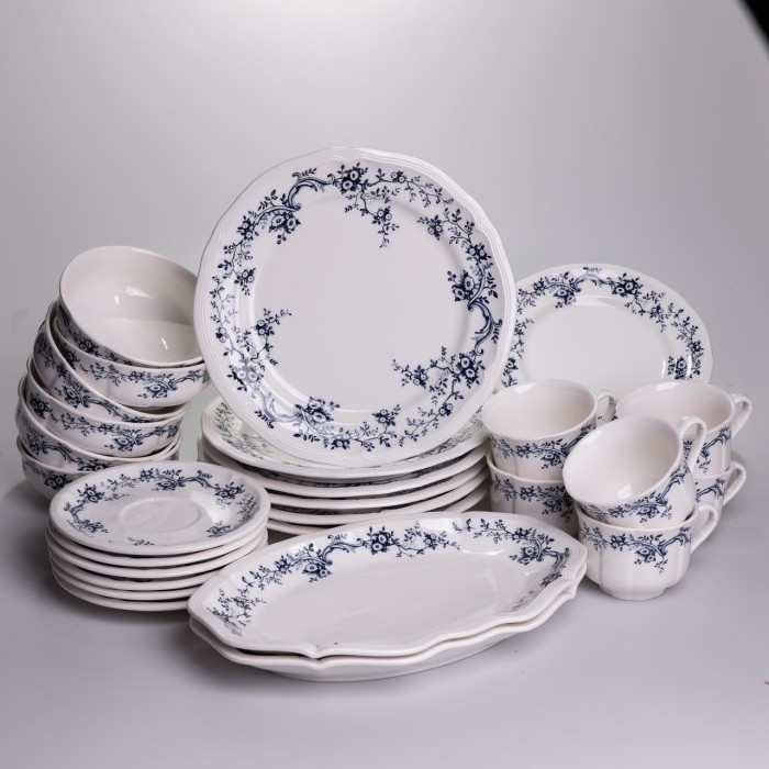 Столовий набір посуду тарілок і чашок 32 предмети на 6 персон Vintage порцеляновий YY78-10A (89878)