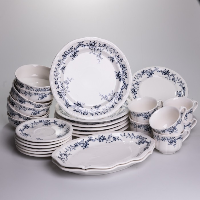 Столовий набір посуду тарілок і чашок 32 предмети на 6 персон Vintage порцеляновий YY78-10A (89878)
