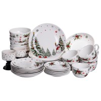 Різдвяний столовий сервіз новорічний 32 предмети на 6 персон порцеляновий SG-32 (71785)