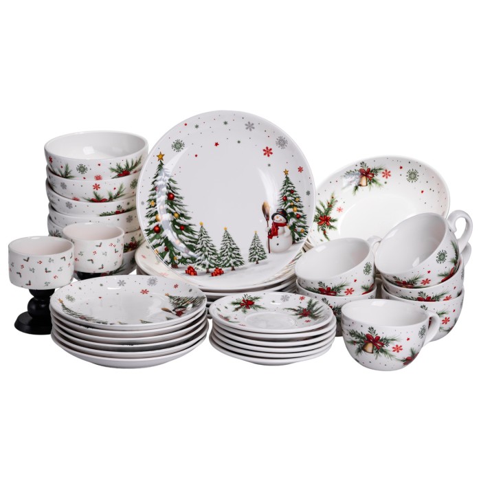 Різдвяний столовий сервіз новорічний 32 предмети на 6 персон порцеляновий SG-32 (71785)