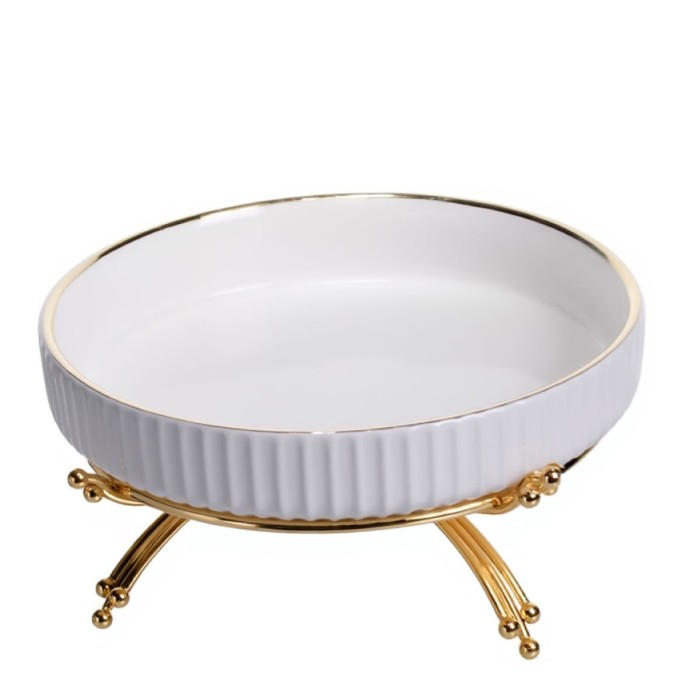 Фруктовниця порцелянова на металевій підставці Ø20 (см) кругла Золото LB-1570G (47554)