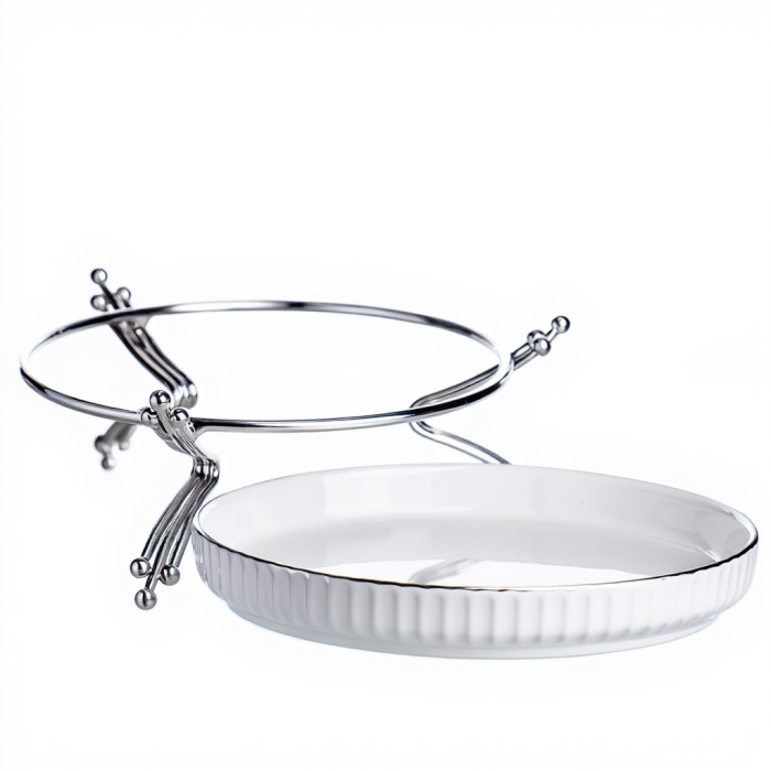 Фруктовниця порцелянова на металевій підставці Ø20 (см) кругла Золото LB-1570G (47554)