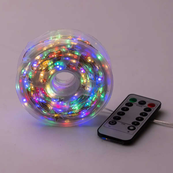 Світлодіодна гірлянда Роса нитка 500 LED довжина 50 м від мережі біла нитка з пультом Мультиколір 500L50MWМL (14735)