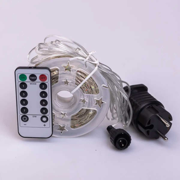 Світлодіодна гірлянда Роса нитка 500 LED довжина 50 м від мережі біла нитка з пультом Мультиколір 500L50MWМL (14735)