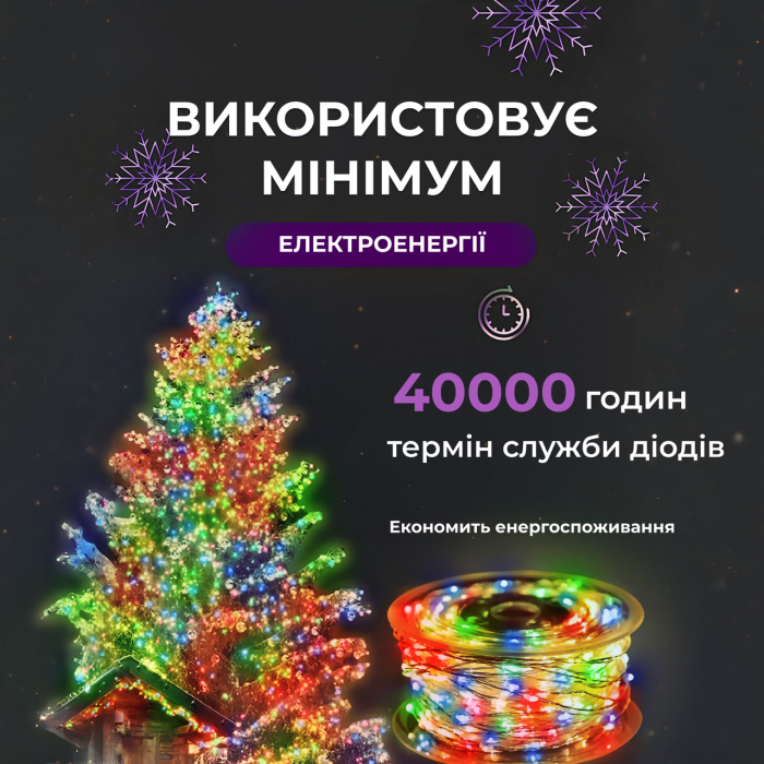 Світлодіодна гірлянда Роса нитка 500 LED довжина 50 м від мережі біла нитка з пультом Мультиколір 500L50MWМL (14735)