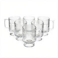 Набір скляних чашок 300 мл (6 шт) з рифленого скла HP-19-L7 (25511)