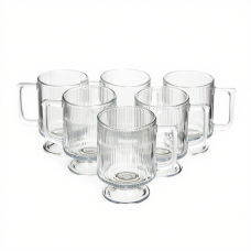 Набір скляних чашок 300 мл (6 шт) з рифленого скла HP-19-L7 (25511)