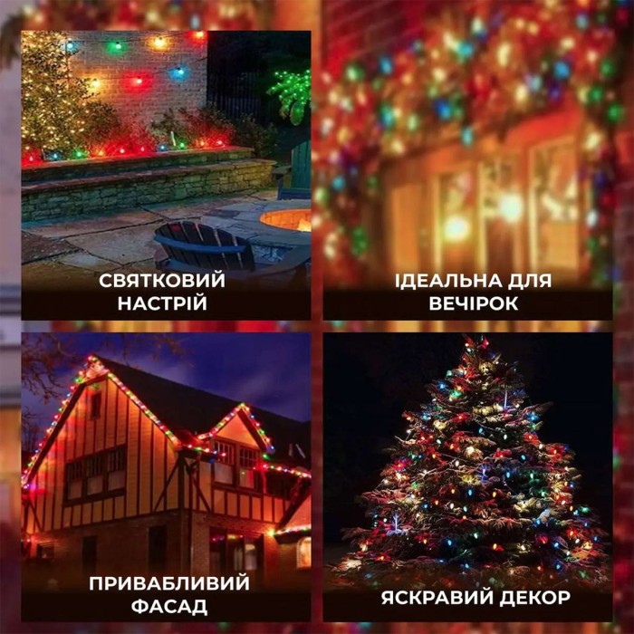 Гірлянда вулична у стилі ретро світлодіодна мультиколор S14 на 10 LED ламп завдовжки 5 метрів S14ML (78974)