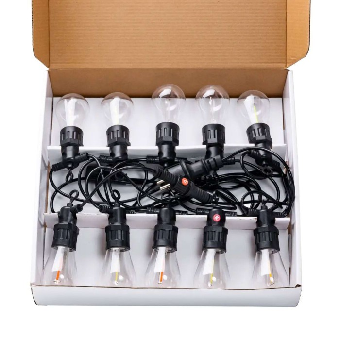 Гірлянда вулична у стилі ретро світлодіодна мультиколор S14 на 10 LED ламп завдовжки 5 метрів S14ML (78974)