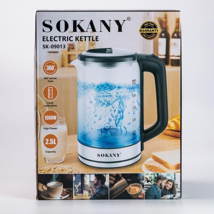 Чайник електричний Sokany SK-09013 2.5 літра прозорий (83229)
