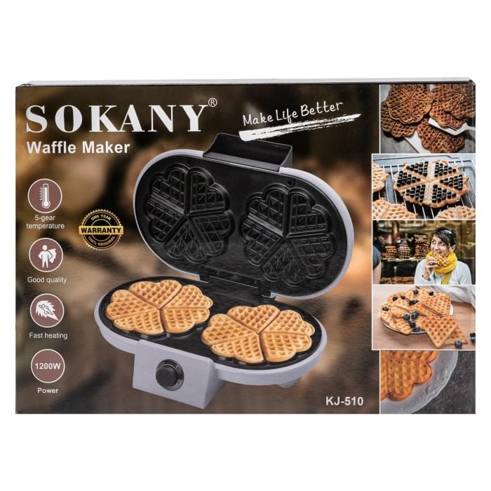 Вафельниця Sokany для бельгійських вафель 1200 Вт універсальна електровафельниця KJ-510 (70559)