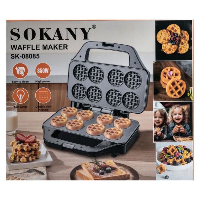 Вафельниця Sokany для круглих вафель 850 Вт SK-08085 (73974)