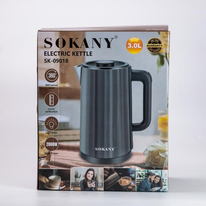 Електрочайник Sokany SK-09018 3 літри Сірий (36109)