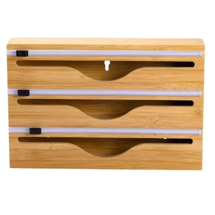 Бамбуковий органайзер для харчової плівки та фольги з різаком 33,5×21,5×7,5 (см) HP-BYM (28448)