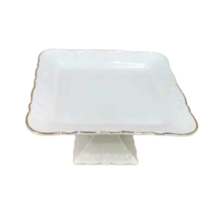 Тортівниця порцелянова на ніжці 20×20 (см) квадратна підставка для торта капкейків тістечок, страва для десертів святковий посуд 120-YH-HG041 (24101)