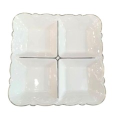 Менажниця порцелянова на 4 секції для закусок 25×25×4 см тарілка менажниця квадратна для сервірування Біла 120-YH-HG015 (59395)